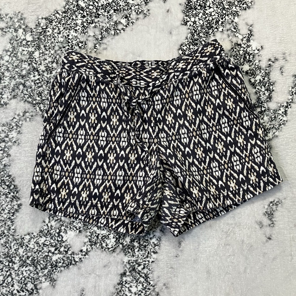 Eddie Bauer Shorts Womens Size Small Blackโ and Brown Abstract Print Pull-on